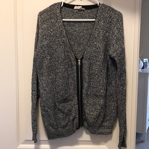 Grey Zip Up Cardigan - Picture 1 of 5